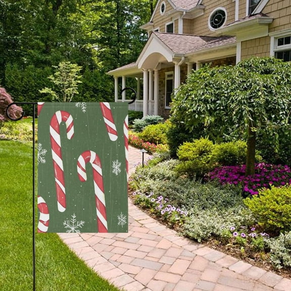 Christmas Candy Cane Garden Flag Double Sided 12 x 18 Inch Outside Yard Decoration Outdoor Flag