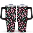 thumbnail image 1 of Christmas Candy Cane and Golden Star 40 Oz Tumbler with Handle Lid and Straw Stainless Steel Double Walled Vacuum Insulated Cup Merry Christmas Gifts Tumbler for Women Men Friends Outdoor Indoor, 1 of 6