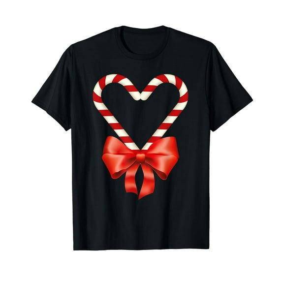 Christmas Candy Cane Heart for Children Men Women T-Shirt