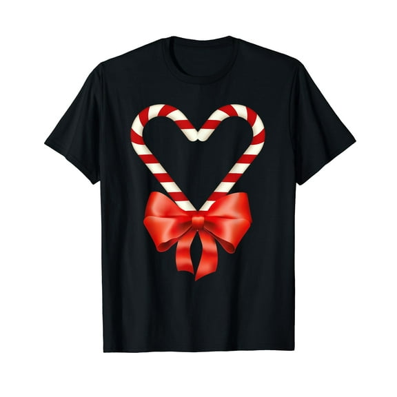 Christmas Candy Cane Heart for Children Men Women T-Shirt
