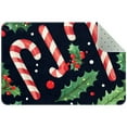 thumbnail image 1 of Christmas Candy Cane and Holly Fir Branch Small Area Rug, Non-Slip Door Mat Indoor Floor Mat, Washable Kitchen Rug Entrance DMat for Bedroom Living Room, 1 of 7