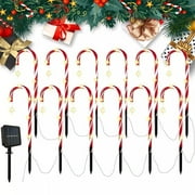 Beiled Solar Christmas Candy Cane Lights Outdoor Waterproof LED Pathway Lights( 12 pack)