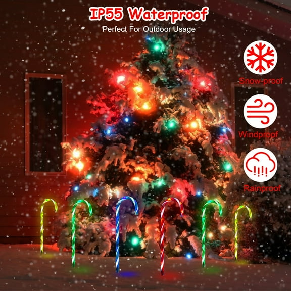 Christmas Candy Cane Lights, Flickering Candy Marker, Patio Lawn Waterproof Christmas Decor Light, 8 Modes