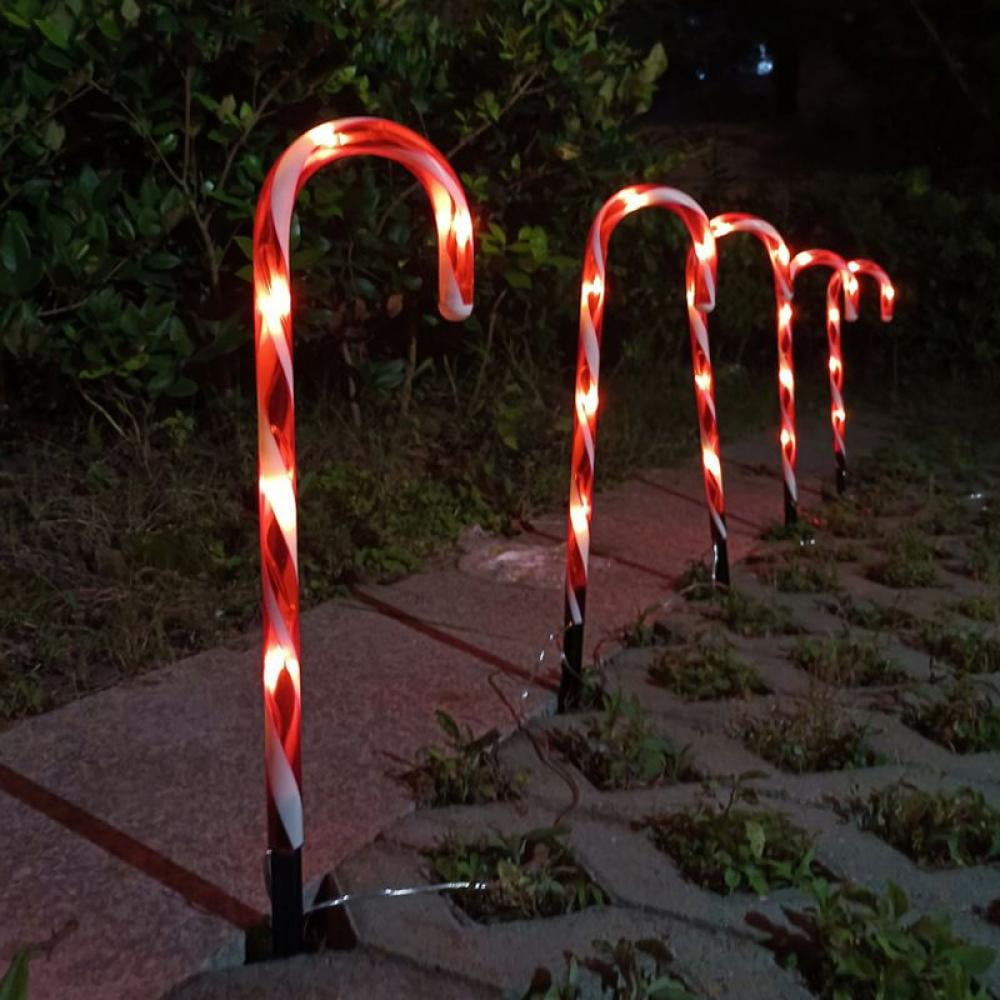 Christmas Candy Cane Lights Pathway Marker Warm White Lights LED Yard
