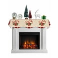 thumbnail image 1 of Christmas Candy Cane Mantel Scarf Fireplace Decorations for Living Room, Xmas Red Bow Pine Branch Retro Fireplace Mantel Scarf Cover Runner for Halloween/Thanksgiving/Christmas Decor 90"x17", 1 of 6