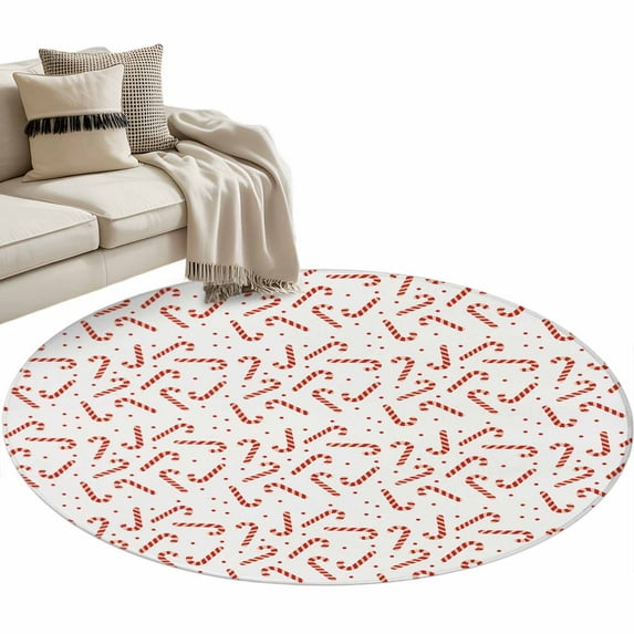 Christmas Candy Cane Round Area Rug 3ft Striped Candy Winter Abstract ...