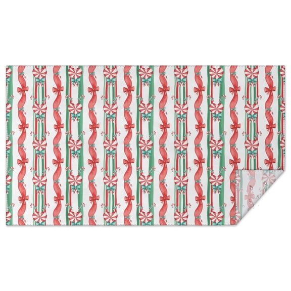 Christmas Candy Cane Stripe White Pattern Rectangular Tablecloth 60x102 Inch, Waterproof Stain Resistant Decorative Table Cover for Dining, Party & Wedding