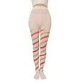 thumbnail image 1 of Christmas Candy Cane Striped Tights Contrast Color Thigh High Stocking Full Length Pantyhose Leggings for Holiday Party, 1 of 6