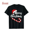 thumbnail image 1 of Christmas Candy Cane Tee Merry Print Holiday Top Family Regular Fit Short Sleeve Round Neck Black S-5XL, 1 of 5