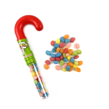 Christmas Candy Cane Tubes, with Warhead Jelly Beans, 1.5 oz