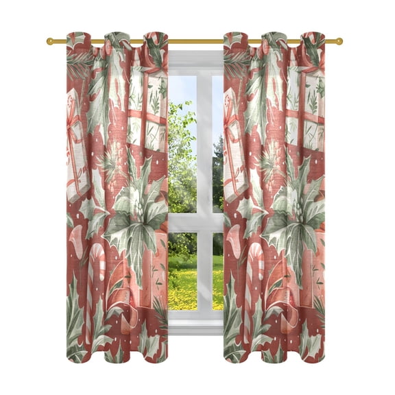 Christmas Candy Canes Gifts Blackout Curtains Patio Door Curtains Window Decoration for Bedroom Living Room 2 Panels