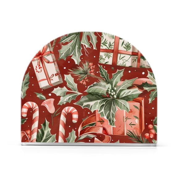 Christmas Candy Canes Gifts Napkin Holder for Table Clear Napkin Stand Paper Holder Acrylic Organizer Dispenser Napkins for Dinner Kitchen Restaurant Room