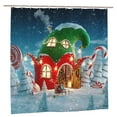 thumbnail image 1 of Christmas Candy Canes House Shower Curtain with 12 Hooks Winter Night Snowflake Pine Trees Cane Sugar Bathroom Curtain Home Decor, 1 of 7