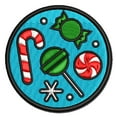 thumbnail image 1 of Christmas Candy Canes Lollipop Snowflakes Applique Multi-Color Embroidered Hook & Loop Patch - 3.5 Inch Large, 1 of 5