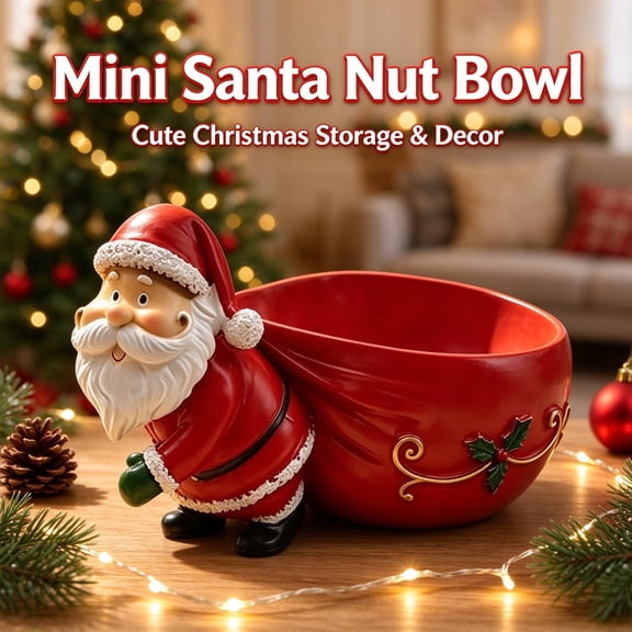 Christmas Candy Dish,Santa Claus Candy Bowl Statue,Resin Bag Storage Treat Bowl,Christmas Snack Candy Jar,Decorative Key Candy Holder for Entryway Tabletop,Xmas Home Kitchen Decor Ornament