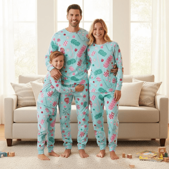 Christmas Candy Family Pajamas Set, Funny Candy Matching Holiday PJs