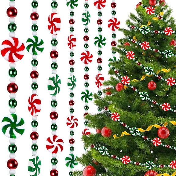Christmas Candy Garland Peppermint Candy Garland Christmas Decorations Fake Crystal Candy Decor Christmas Tree Garland for Xmas Home Christmas Home Decoration (Classic Style)