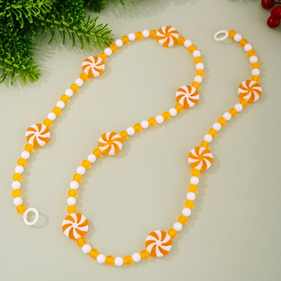 Christmas Candy Garland, Plastic Bead Garland for Tree, Wreath, Fence, Fireplace & Holiday Decorations Yellow