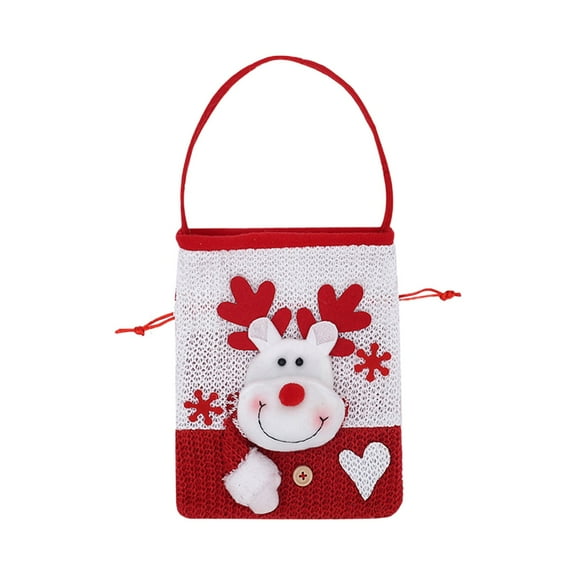 Christmas Candy Gift Bag – Red Imitation Linen Santa Sack with Drawstring for Holiday Treats, Apples, Party Favors & Decorations