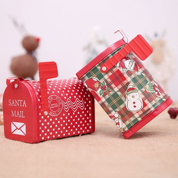Christmas Candy Gift Box Craft Iron Storage Mailbox - Ornament for Kids Gifts and Holiday Decorations-red