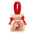thumbnail image 1 of Christmas Candy Gift Drawstring Bag – 7.4 in Canvas Handbag with Santa & Tree Patterns, Red Holiday Treat Sack for Apples, Small Gifts & Party Décor, 1 of 5