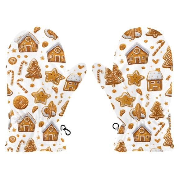 Christmas Candy Gingerbread Cold Weather Mittens Cozy Gloves with Adjustable Fit Perfect for Outdoor Fun
