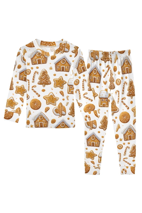 Christmas Candy Gingerbread Cotton Pajamas 2 Piece Set Sleepwear Soft and Comfortable Homewear Nightwear