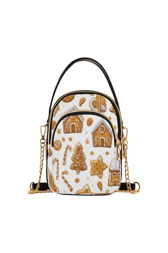 Christmas Candy Gingerbread Women's Crossbody Handbags Leather Crossbody Bags Fanny Pack Chest Bag for Travel