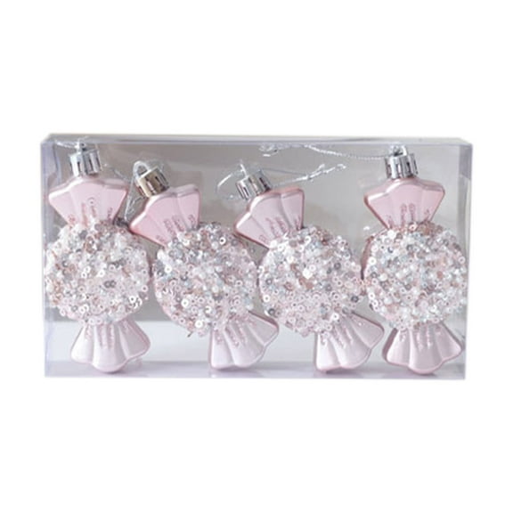 Christmas Candy & Hazelnut Ornament Set – Unique Plastic Hanging Balls with Glitter & Beads – Rhombic, Nut & Candy Shapes for Holiday Tree Decoration