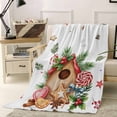 thumbnail image 1 of Christmas Candy House Throw Flannel Blanket 50x60In Vintage Green Pine Branch Stars Winter Super Soft Cozy Bed Blanket, Lightweight Plush Fuzzy Bed Throw for Bedroom Sofa Couch Living Room, 1 of 4