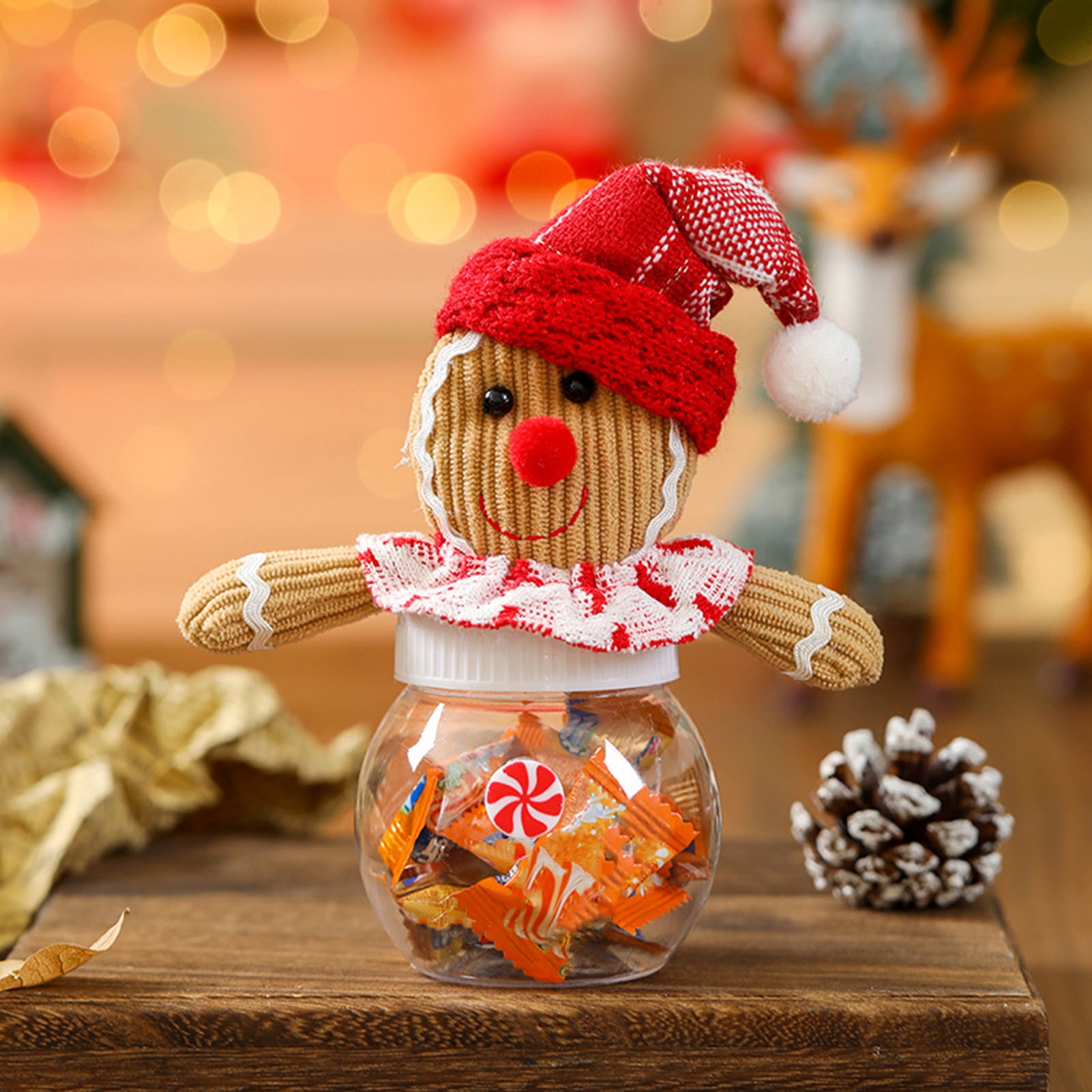 Christmas Candy Jars, Snowman Ornament Gingerbread Plastic Candy Cookie