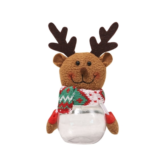 Christmas Candy Jars, Xmas Cookie Treat Jar, Christmas Clear Gift Container Jar, Santa Claus Snowman Elk Plastic Chocolate Storage Jar, for Xmas Holiday Decoration