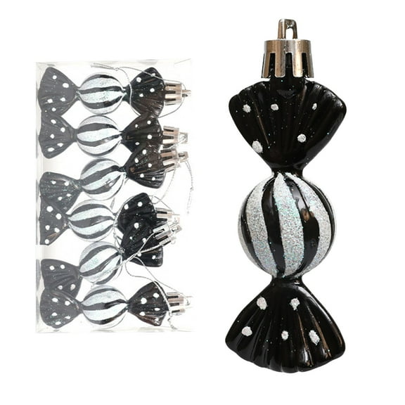 Christmas Candy Ornament Set 6 Pcs Plastic Peppermint Candy Decorations Christmas Lollipop Ornament Xmas Hanging Lollipop Pattern Decorations with Rope,Multicolor