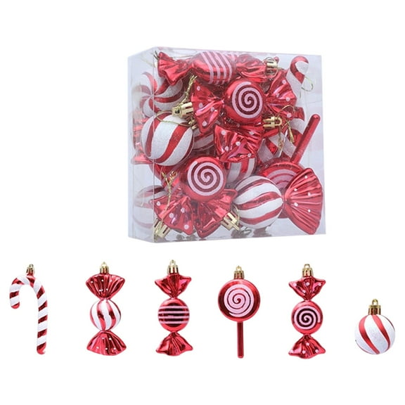 Christmas Candy Ornaments 18 Pcs - Peppermint Candy Cane Lollipop Hanging Decorations with Rope for Xmas Tree Holiday