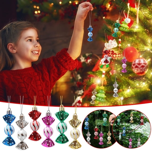 Christmas Candy Ornaments Candy Jars, Hanging Tree Decorations Glitter Peppermints, Christmas Tree Decor for Home Setting and Holiday Party, Festive Indoor Arrangement for Stocking Stuffer Akmoler