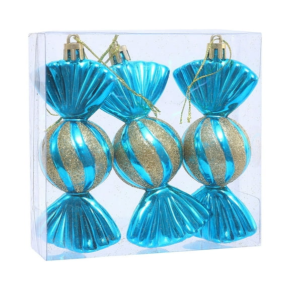 Christmas Candy Ornaments, Christmas Tree Decorations, 3Pcs Plastic Glitter Peppermint Candy Jars Hanging Ornaments, Vintage Style, Shiny, Durable, Lightweight, Perfect Holiday Home Party Decor