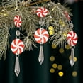 thumbnail image 1 of Christmas Candy Ornaments | Peppermint Swirl Tree Decorations | Holiday Party Supplies | Red Green White | Festive Plastic Hangings | 3pcs | 6.29x1.57in, 1 of 9