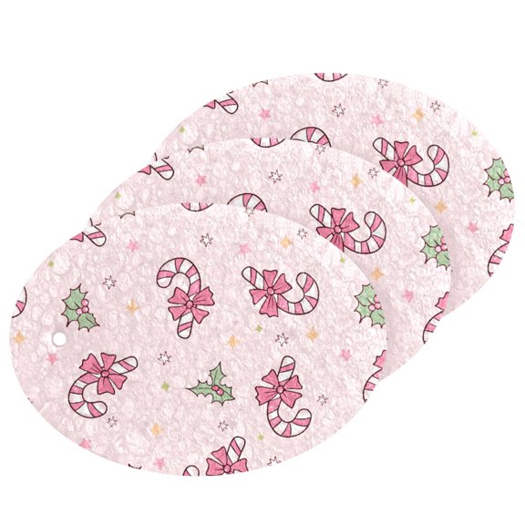 Christmas Candy Pattern Cellulose Cleaning Sponge Set 3 Pack Compressed Kitchen Scrubber for Dishes