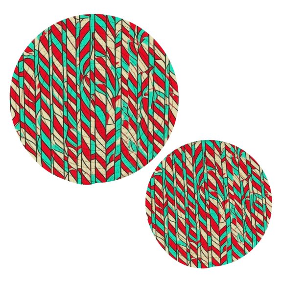 Christmas Candy Pattern Trivets Potholders Cotton Braided Potholders Heat-Resistant Pads 7.09'' and 9.45''
