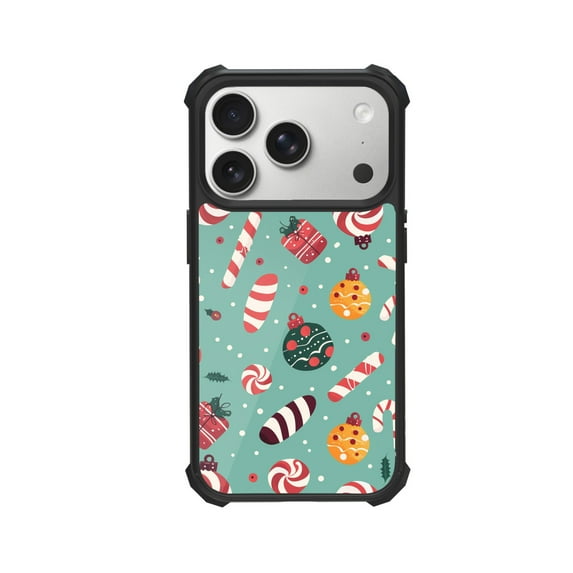 Christmas Candy Pattern Shockproof Case For iPhone 12 13 14 15 16 Pro Max Series – TPU Bumper + Hard PC Back, Air-Cushion Corners