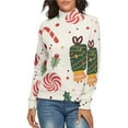 thumbnail image 1 of Christmas Candy Pattern Women's Turtleneck Sweater Long Sleeve Ribbed Fitted Turtle Neck Casual Fall Winter Collection Top L, 1 of 4
