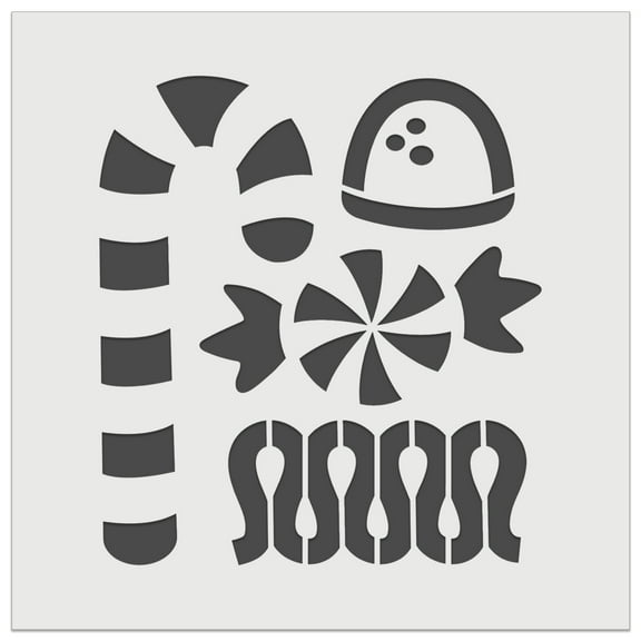 Christmas Candy Peppermint Ribbon Cane Gumdrop DIY Cookie Wall Craft Stencil - 4.5 Inch