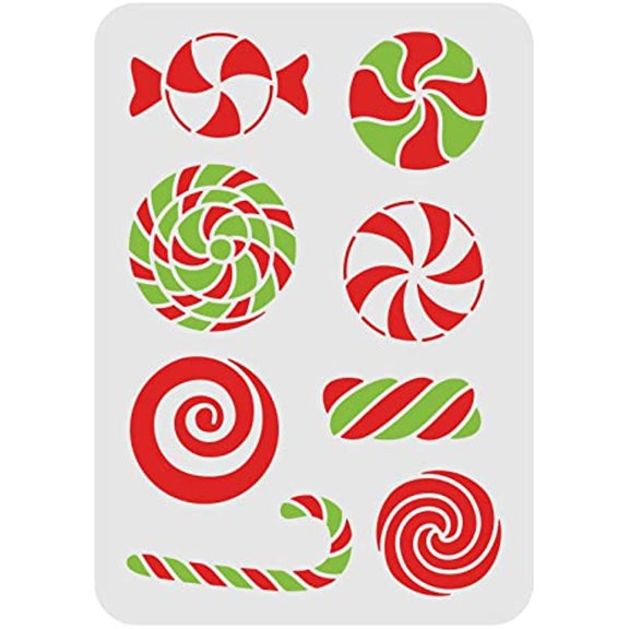 Christmas Candy Stencils Candy Cane Stencil Plastic Candy Stencils Reusable Whirlpool Candy Stencil DIY Christmas Home Decor Stencils for Painting on Wood Floor Wall