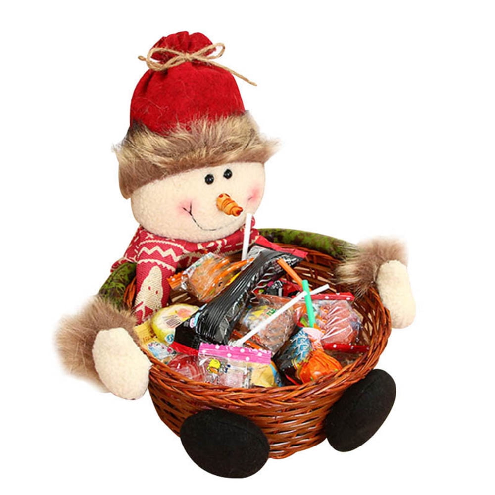 Christmas Candy Storage Basket Santa Claus Reindeer Snowman Candy Bowl
