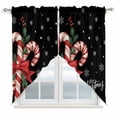 thumbnail image 1 of Christmas Candy Swag Valances for Windows, Kitchen Curtains 36 Inch Length 2 Panels Set, Xmas Berry Snowflake Black Short Curtains for Small Windows Rod Pocket Cafe Curtains Drapes 28"x36", 1 of 8