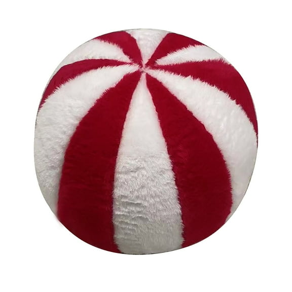 Christmas Candy Throw Pillows 30cm Red White Plush Xmas Decorations Cute Fluffy Candy Shaped Pillows for Sofa Couch Bed Living Room Winter Home Decor Seasonal Celebration