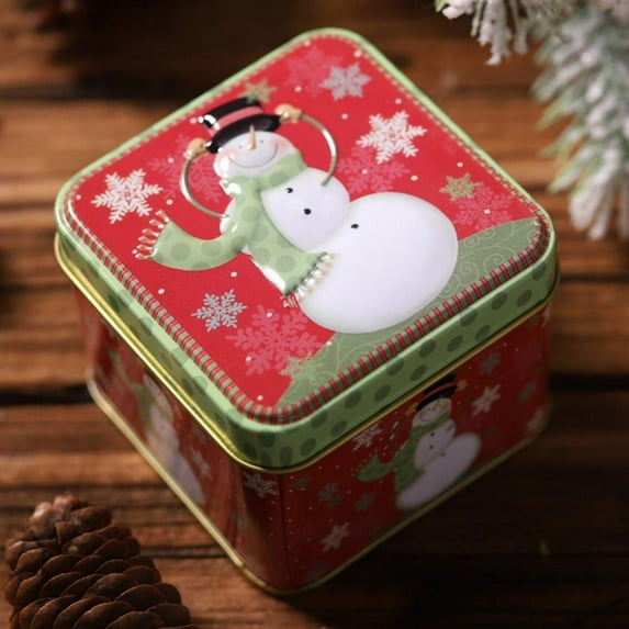 Christmas Candy Tins Decorative Tinplate Boxes Xmas Candy Cookie Packaging Containers Party Favors for Christmas