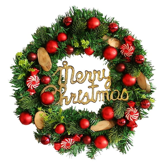 Christmas Candy Wreath for Door & Window – Holiday Pinecone & Rattan Hanging Decoration for Christmas Party