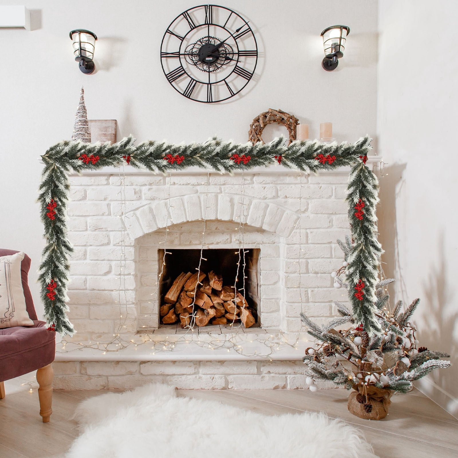 Christmas Cane Garland 66.9in – Artificial Holiday Rattan Greenery for