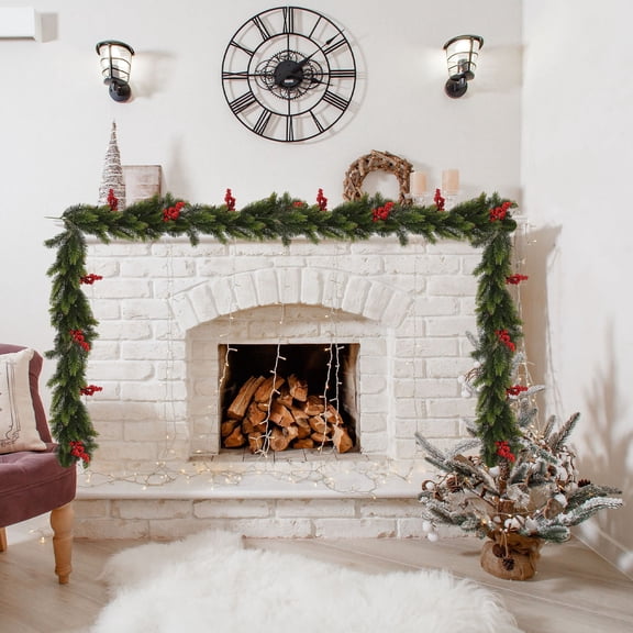 Christmas Cane Garland 67IN Flexible Green Rattan,Cuttable Bendable Decoration for Stair Handrail Doorframe Fireplace Table,Reusable Holiday Décor for Home Indoor Scene,DIY Xmas Party Favors-C